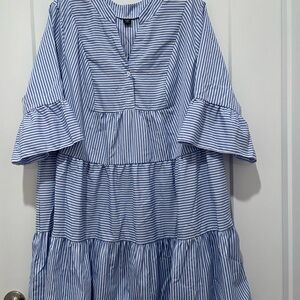 SHEIN Blue and White Striped Dress